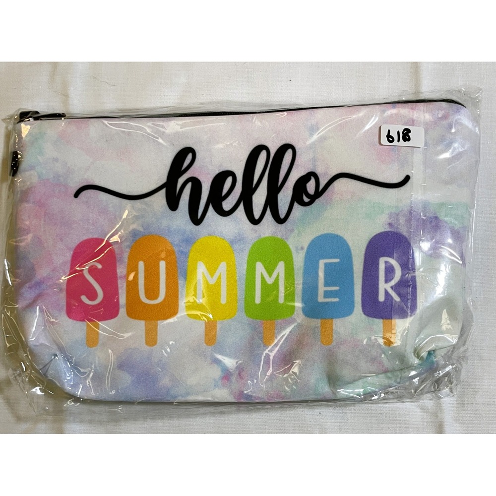 The Pouch Cosmetic Bag Multicolor NWT Hello Summer Popsicle Tie Dye